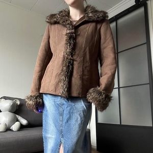 Vintage y2k Brown Faux Suede, Fur Interior Jacket